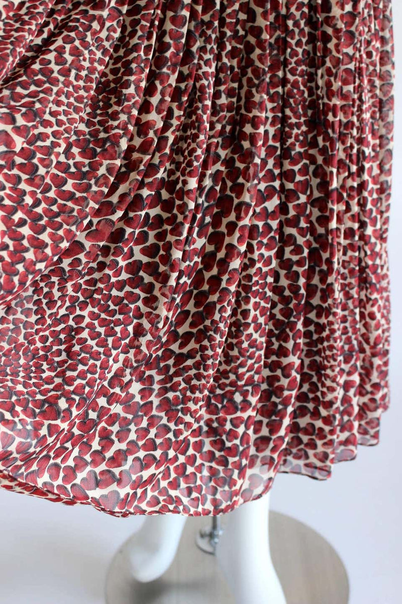 S/S 2000 Iconic Prada Heart Print Silk Skirt Rare and Collectable