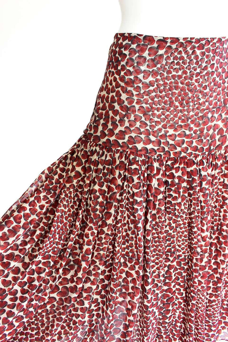 S/S 2000 Iconic Prada Heart Print Silk Skirt Rare and Collectable