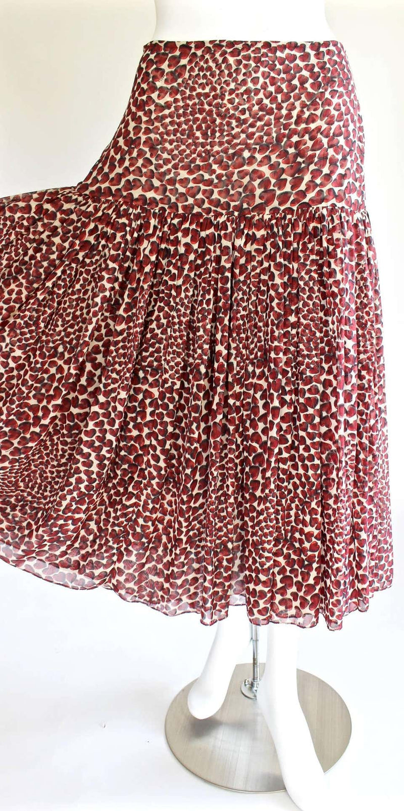 S/S 2000 Iconic Prada Heart Print Silk Skirt Rare and Collectable