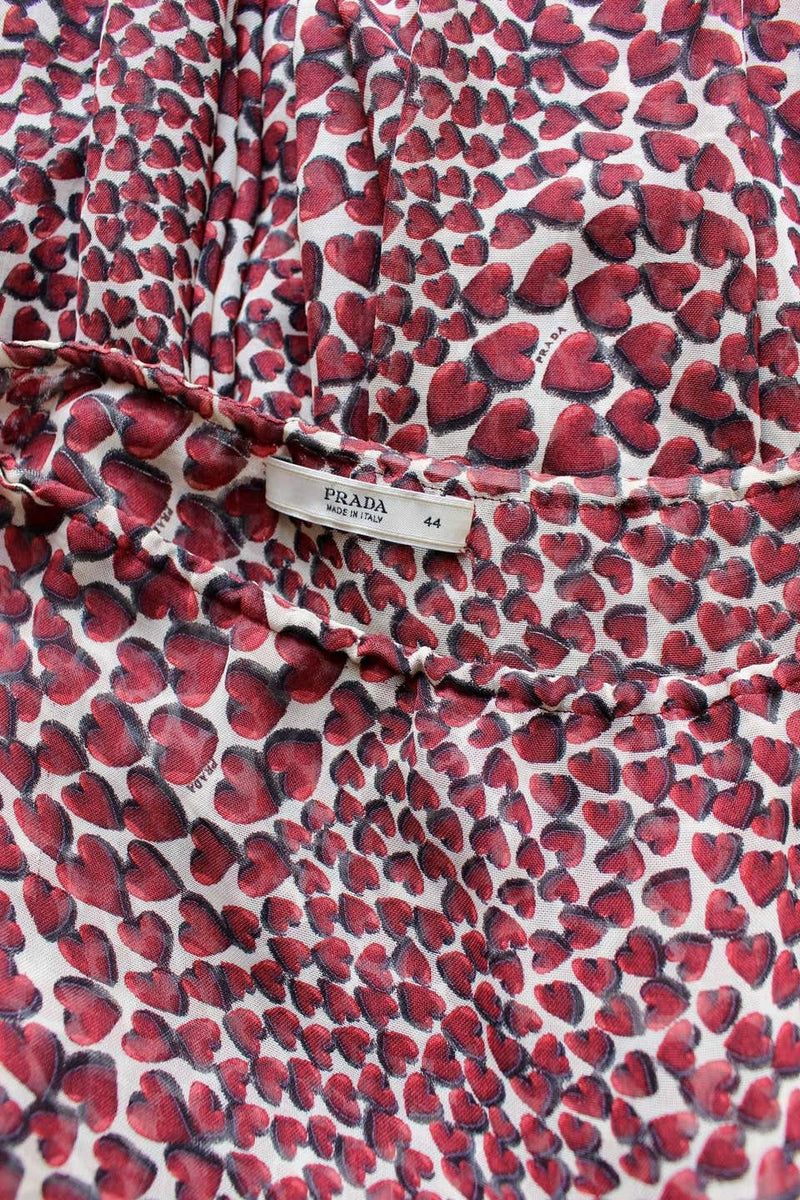 S/S 2000 Iconic Prada Heart Print Silk Skirt Rare and Collectable