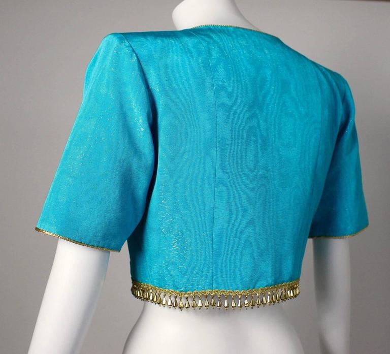 1993 Yves Saint Laurent Documented Moire Gold Silk Tassel Beads Jacket YSL