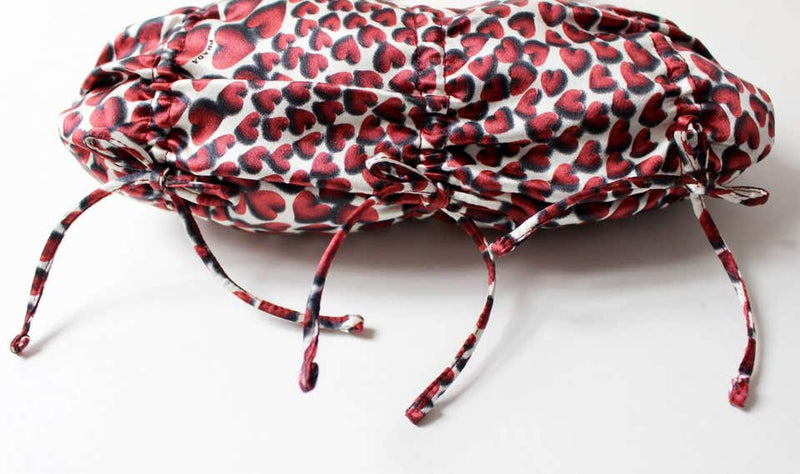 Prada Iconic Heart Print Silk Satin Shoulder Evening Bag Bows Spring 2000