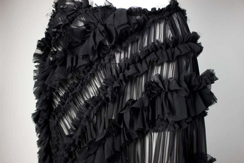 Comme des Garçons 2011 Black Sheer Gathered Long Skirt