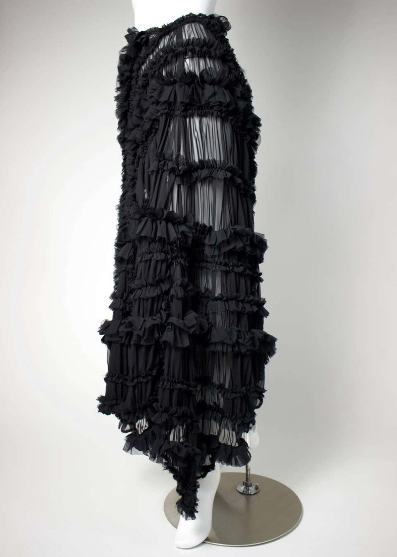 Comme des Garçons 2011 Black Sheer Gathered Long Skirt