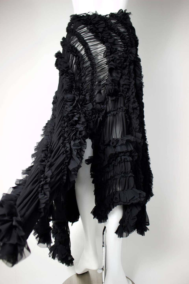 Comme des Garçons 2011 Black Sheer Gathered Long Skirt