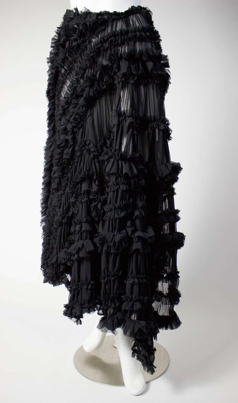 Comme des Garçons 2011 Black Sheer Gathered Long Skirt