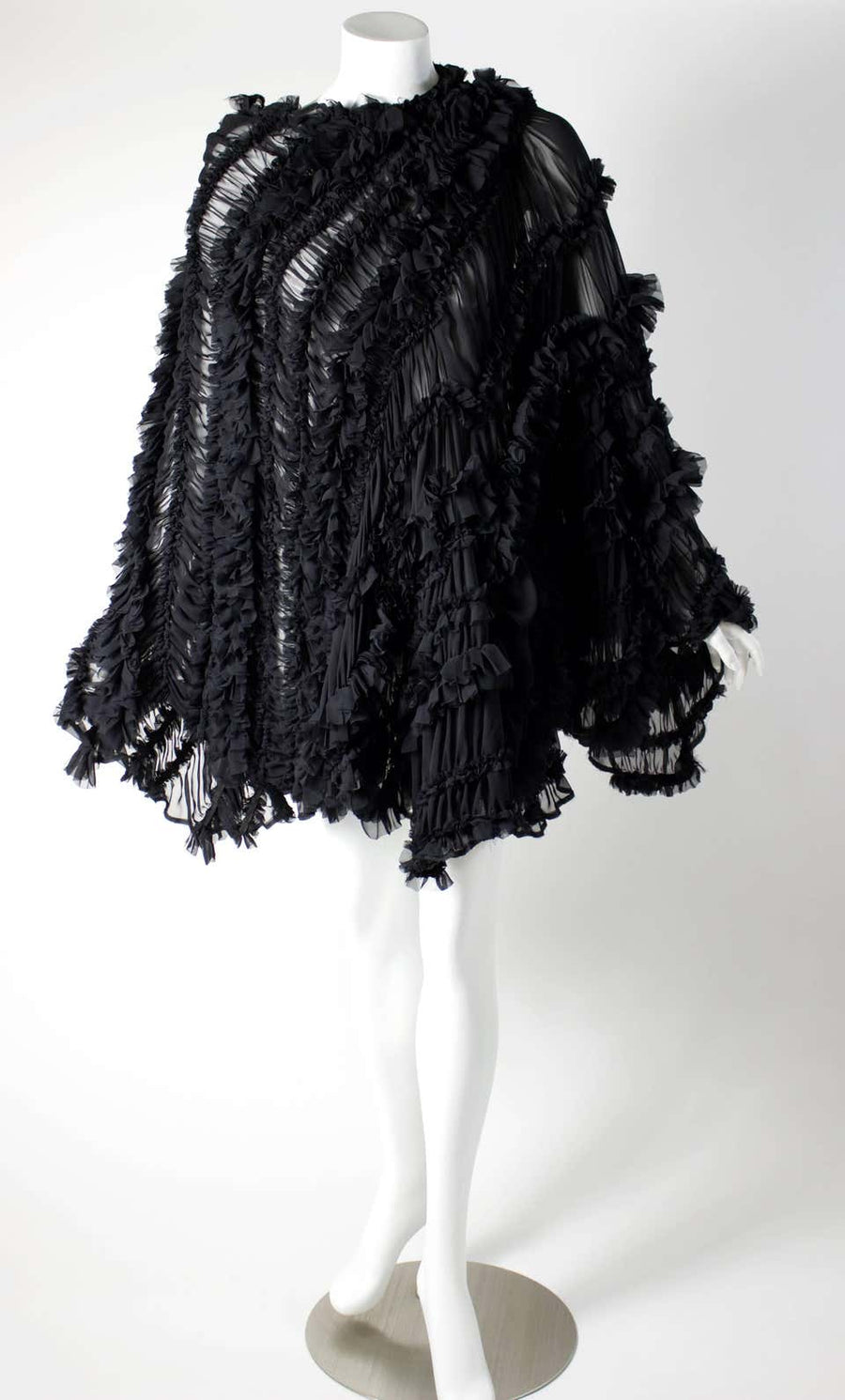 Comme des Garçons 2011 Black Sheer Gathered Long Skirt