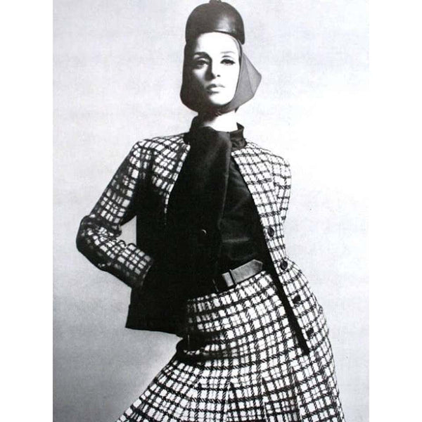 1960s Documented Marc Bohan for Christian Dior Numbered Couture Check Skirt Suit