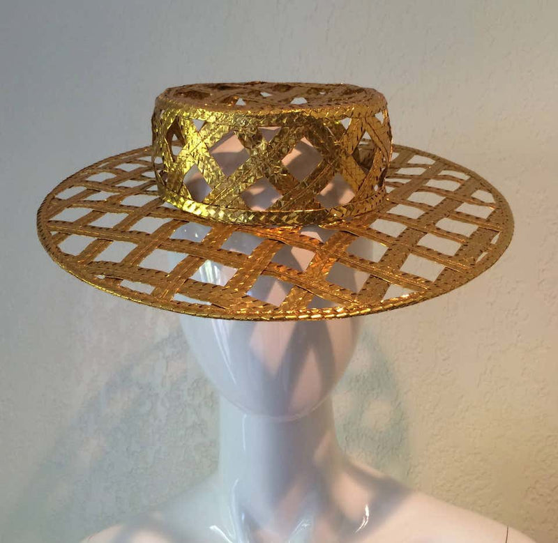 Chanel Gold Lattice Ad Campaign Hat 1990 New