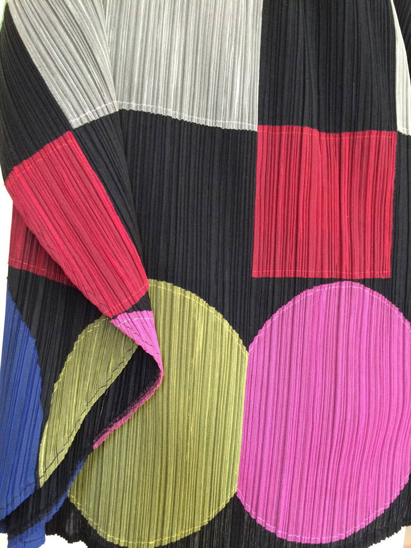Issey Miyake Pleats Please Sculptural Color Block Skirt / Cape 1990s