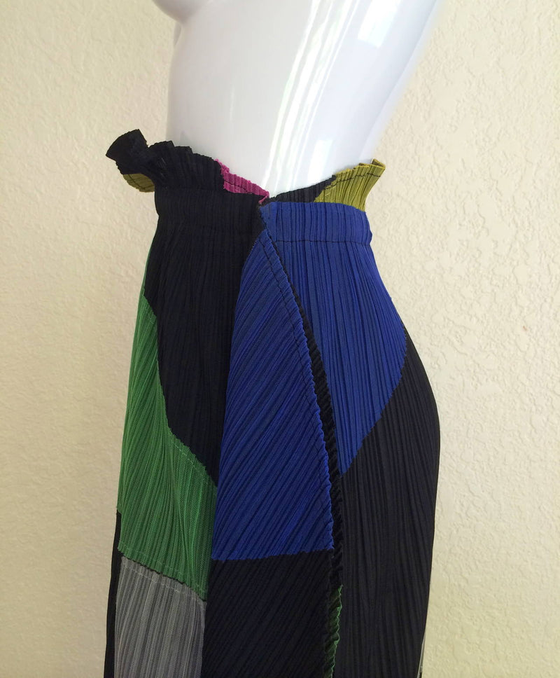 Issey Miyake Pleats Please Sculptural Color Block Skirt / Cape 1990s