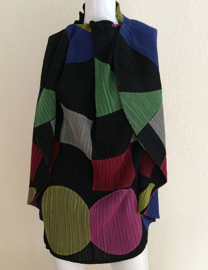 Issey Miyake Pleats Please Sculptural Color Block Skirt / Cape 1990s