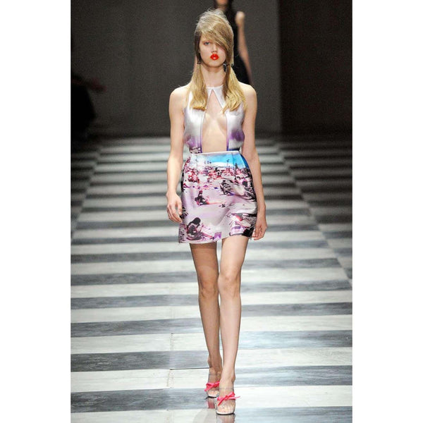 Prada Silk Beach Scene Print Skirt Spring 2010