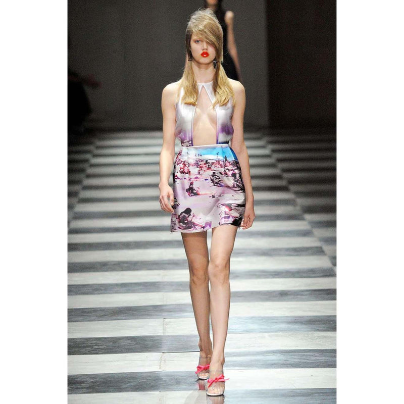 Prada Silk Beach Scene Print Skirt Spring 2010