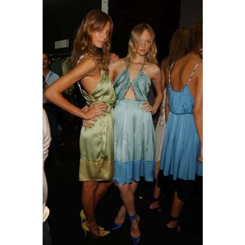Chloé Phoebe Philo Beaded Straps Plunge Silk Dress Runway Spring 2005