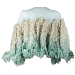 Incredible 1930s Aquamarine Silk and Ombre Ostrich Feather Cape Shawl