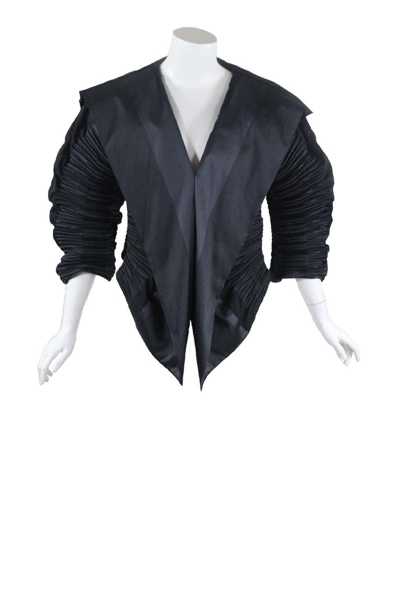 Issey Miyake Pleated Slate Black Sculptural Jacket
