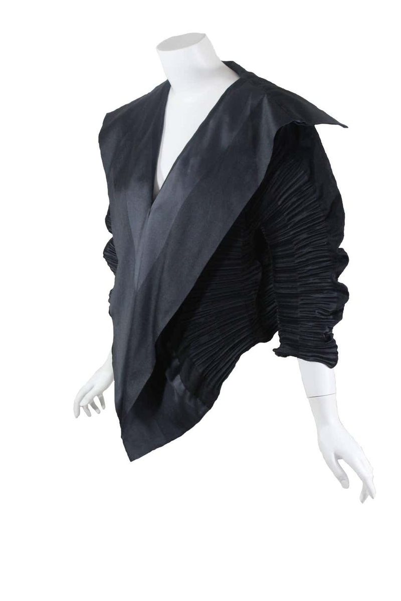 Issey Miyake Pleated Slate Black Sculptural Jacket