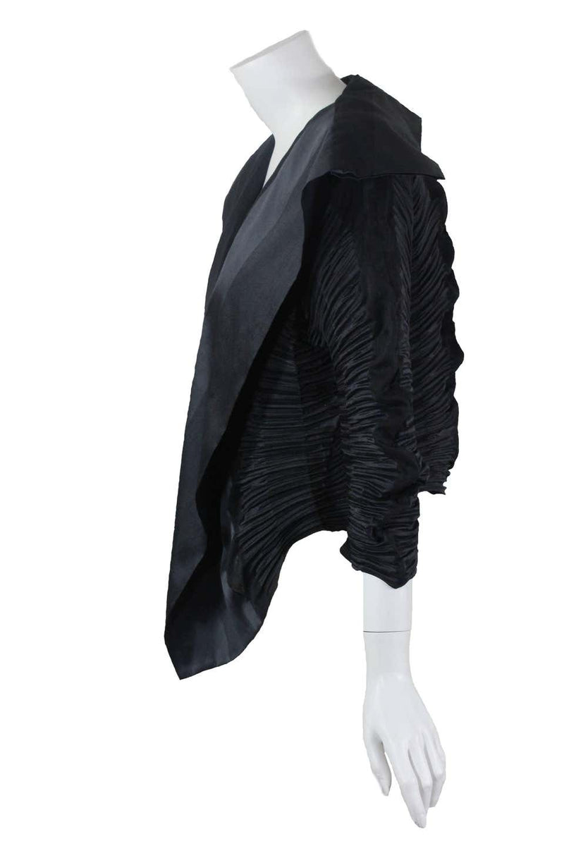 Issey Miyake Pleated Slate Black Sculptural Jacket