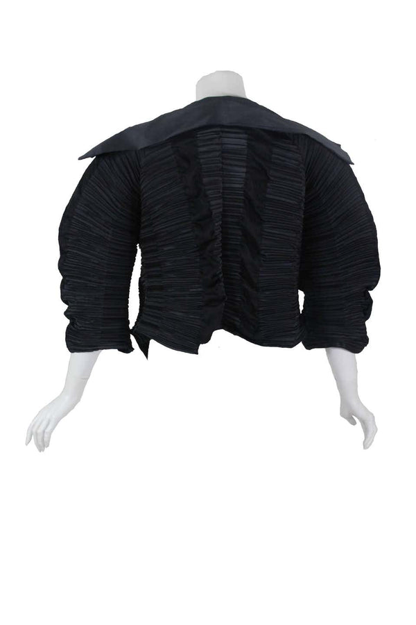 Issey Miyake Pleated Slate Black Sculptural Jacket