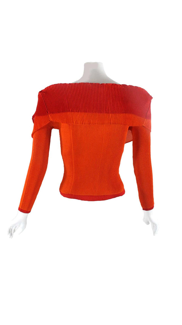 Issey Miyake Red and Orange Sculptural Pleat Top