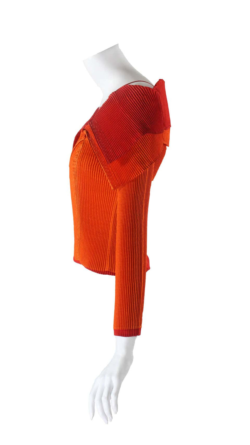 Issey Miyake Red and Orange Sculptural Pleat Top