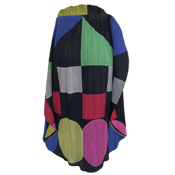 Issey Miyake Pleats Please Sculptural Color Block Skirt / Cape 1990s