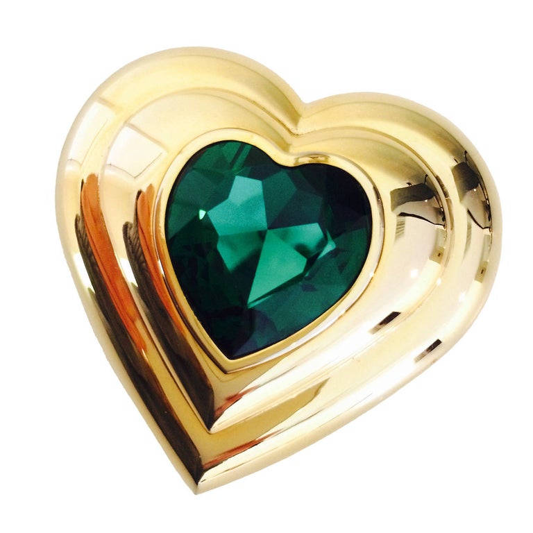 Yves Saint Laurent Dazzling Emerald Green Crystal Jewel Heart Compact YSL