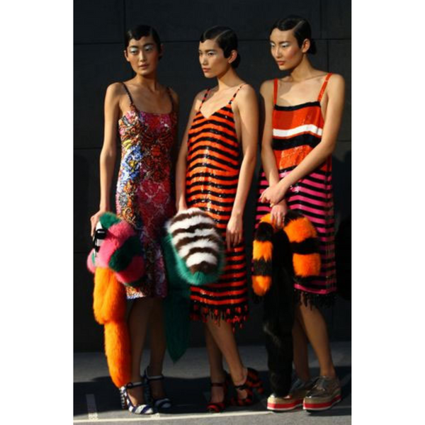 Prada Orange Black Sequin Flapper Dress S/S 2011 Beijing