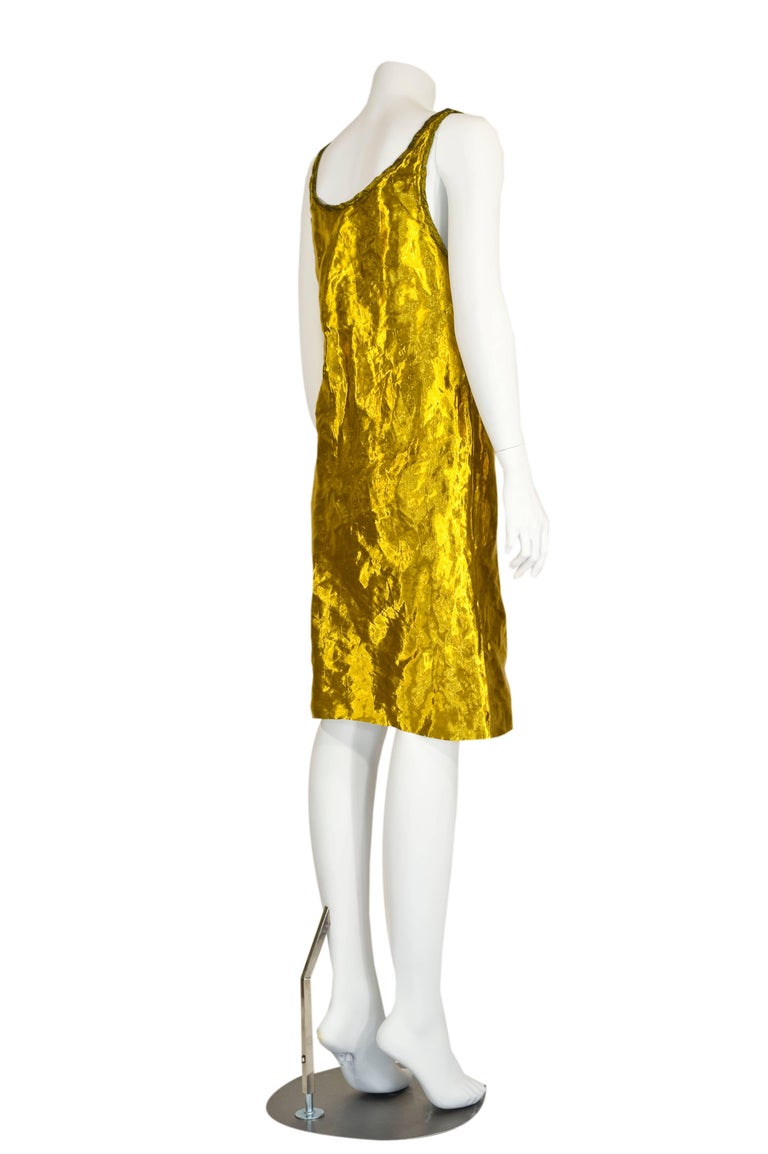 Prada Spring 2009 Gold Metal and Silk Sleeveless Cocktail Dress Runway