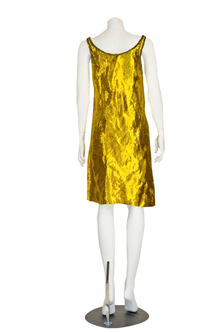 Prada Spring 2009 Gold Metal and Silk Sleeveless Cocktail Dress Runway