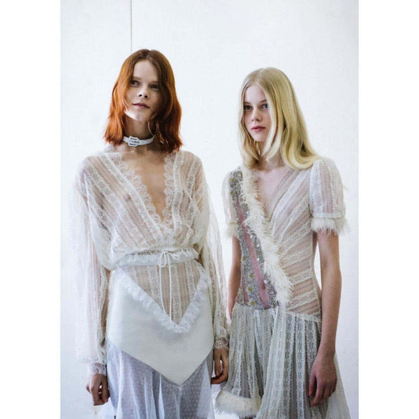 Rodarte Fall 2015 Lace Crystal Embellished Feather Trim Mini Dress