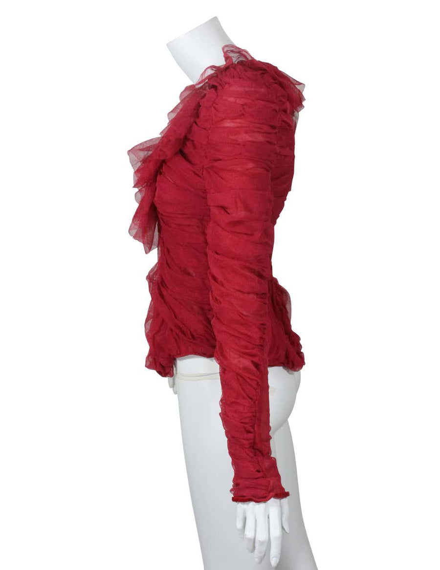 Tom ford red ruched tulle dress on sale