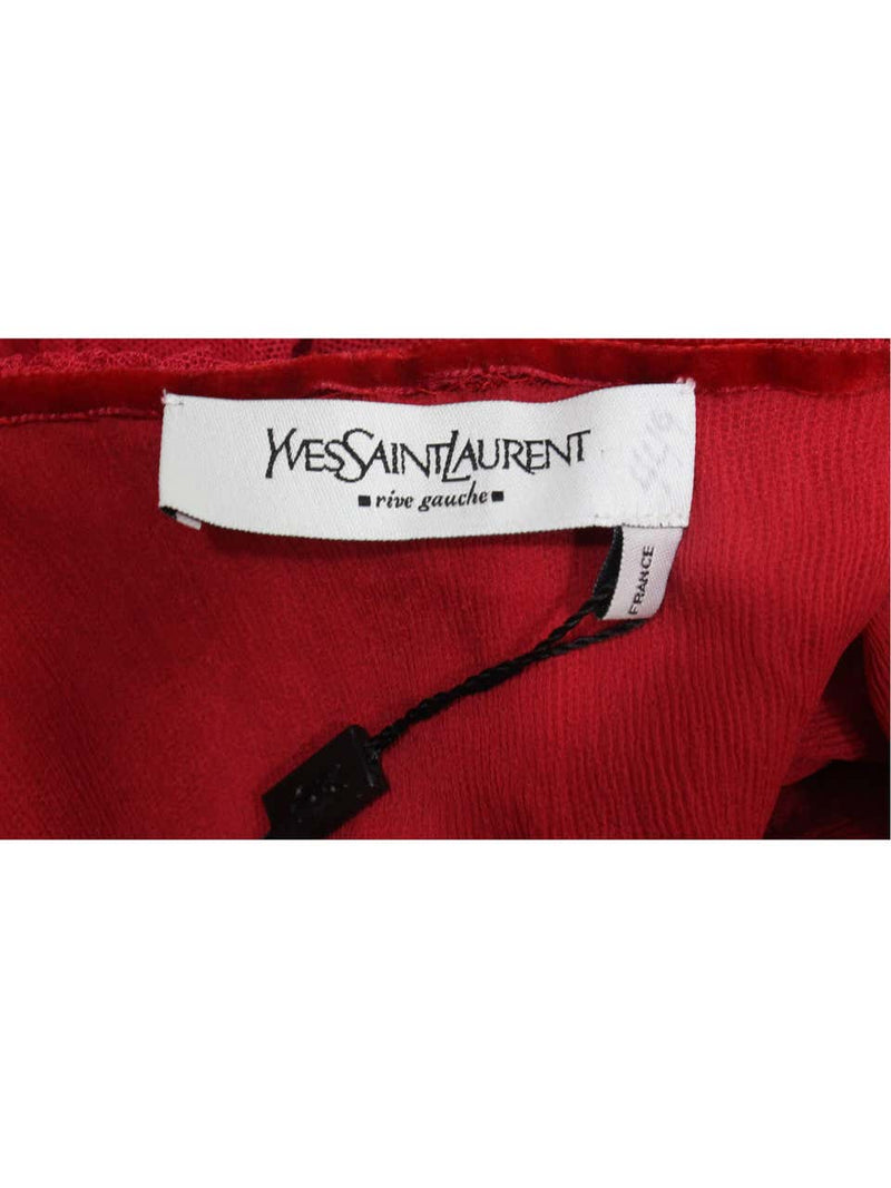 Tom Ford for Yves Saint Laurent Red Ruched Ruffled Silk Top Blouse