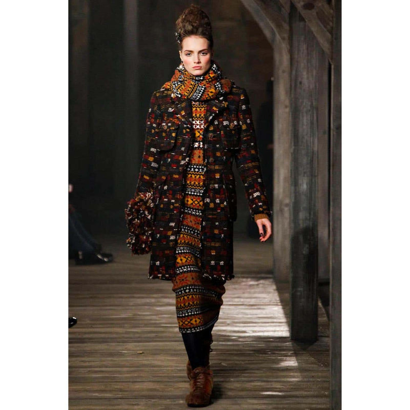 Chanel Edinburgh Runway Multi Color Tweed Coat Gripoix Buttons