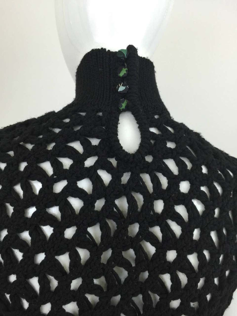 John Galliano Sleeveless Black High Neck Cheongasm Top