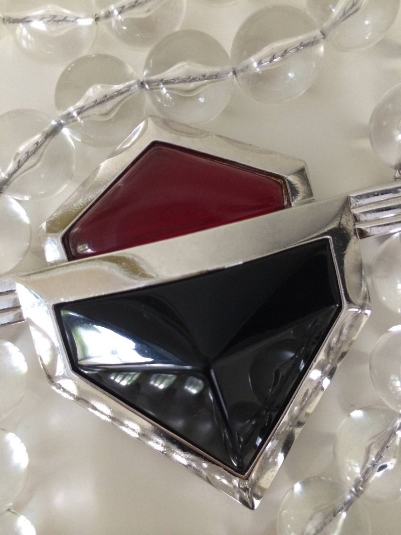 Vintage Yves Saint Laurent Large Lucite Bead and Geometric Glass Necklace YSL