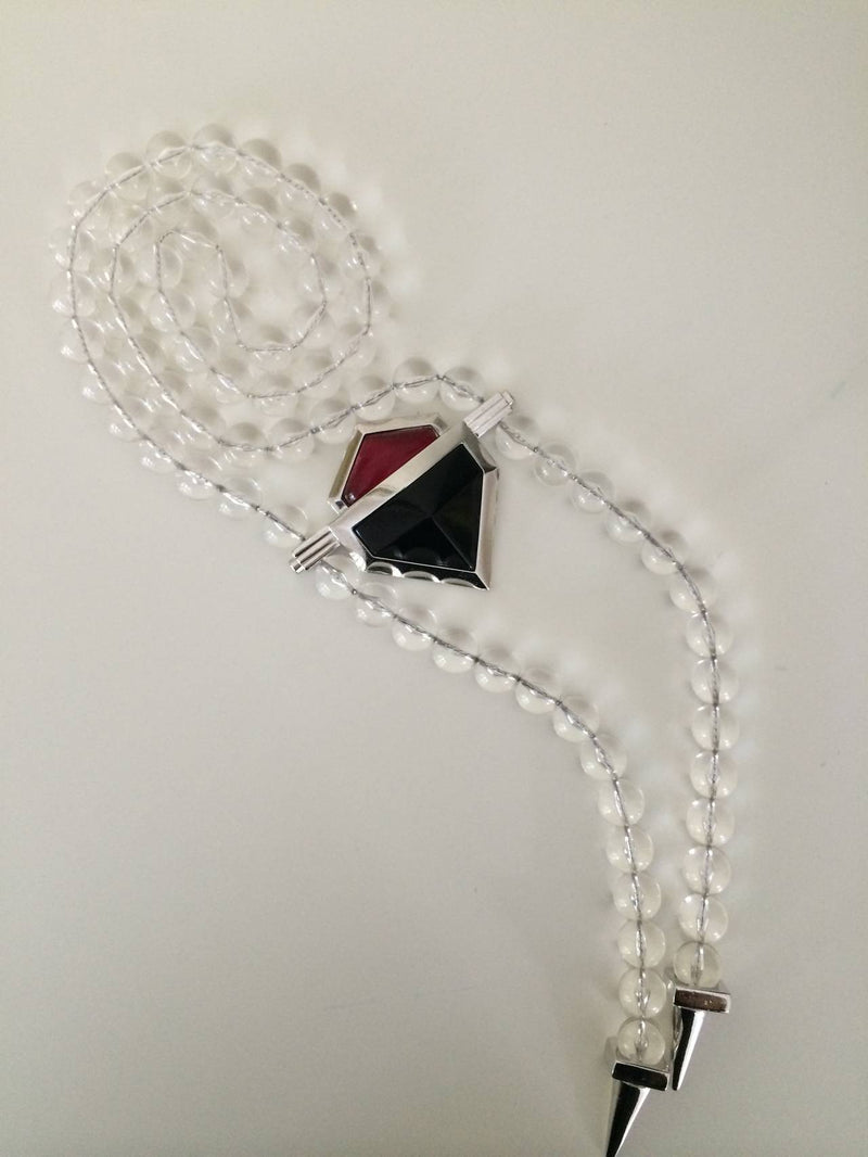 Vintage Yves Saint Laurent Large Lucite Bead and Geometric Glass Necklace YSL