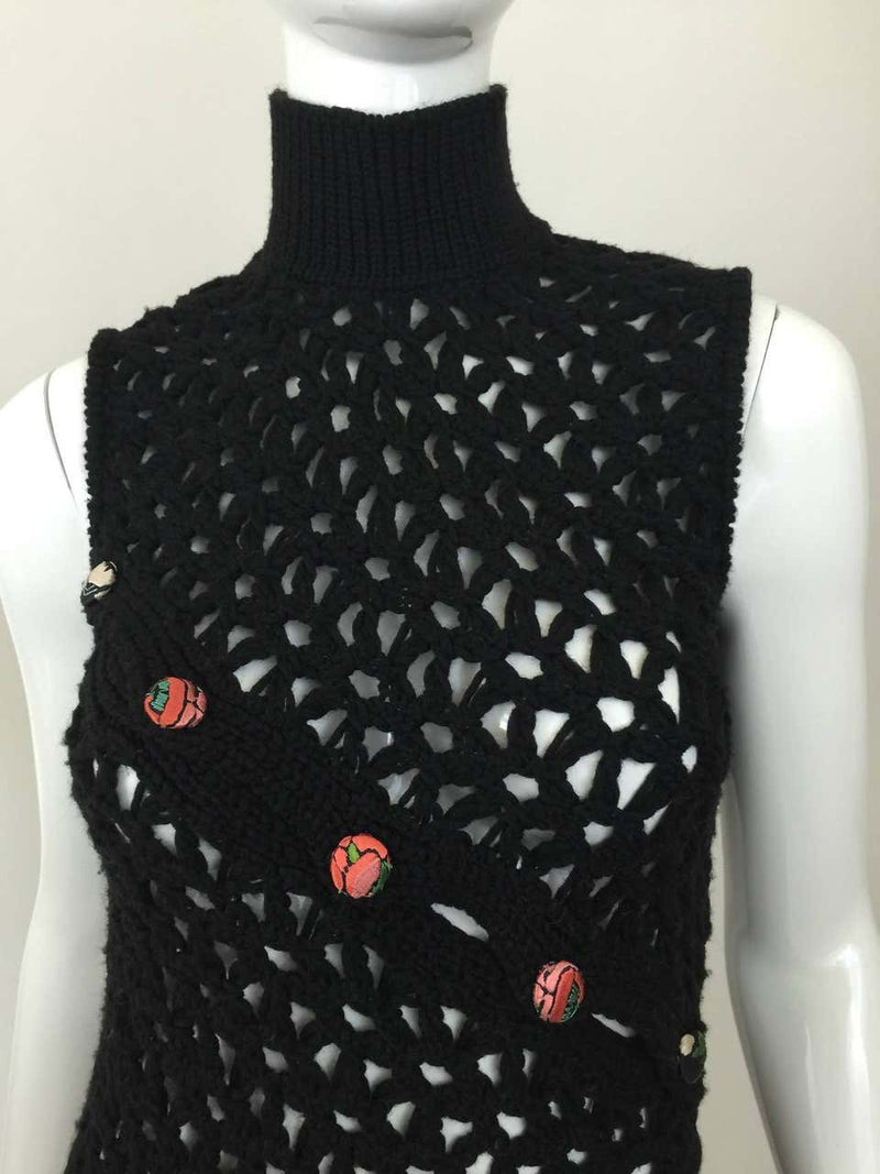 John Galliano Sleeveless Black High Neck Cheongasm Top