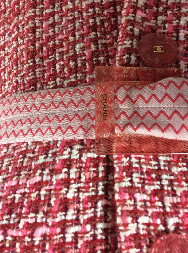 Chanel Tweed Jacket Top with Lucite Buckle Belt