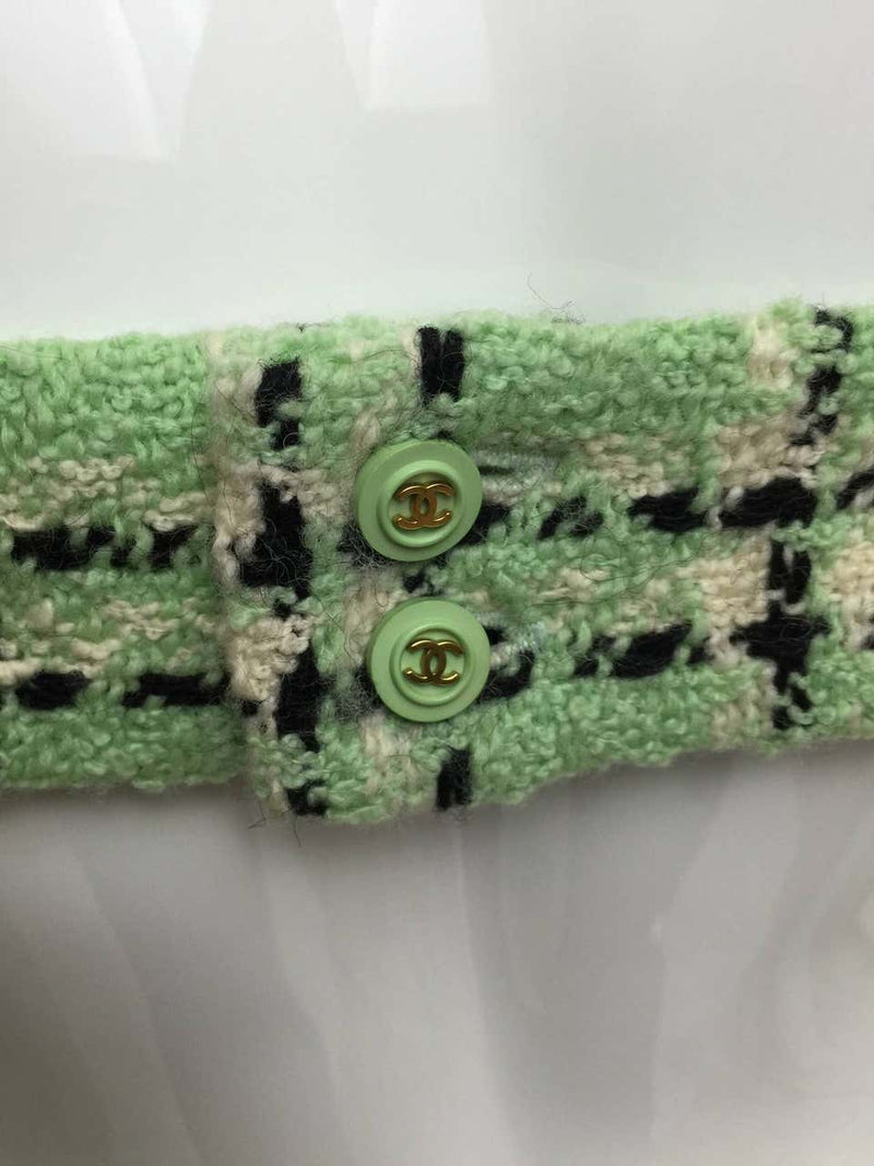 1994 Chanel S/S Runway Pastel Green Plaid Boucle Bralette Top w/ Tags Documented