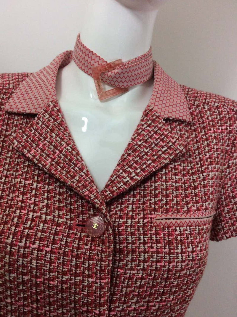 Chanel Tweed Jacket Top with Lucite Buckle Belt