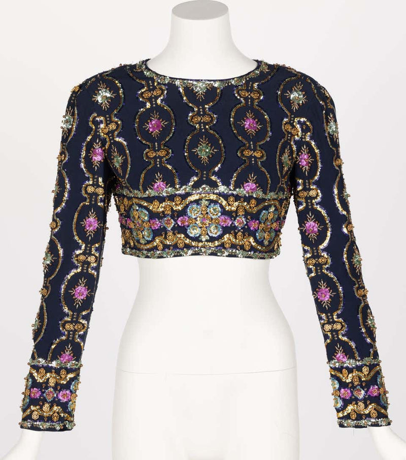 1960s Lanvin by Jules-Francois Crahay Embellished Cropped Top