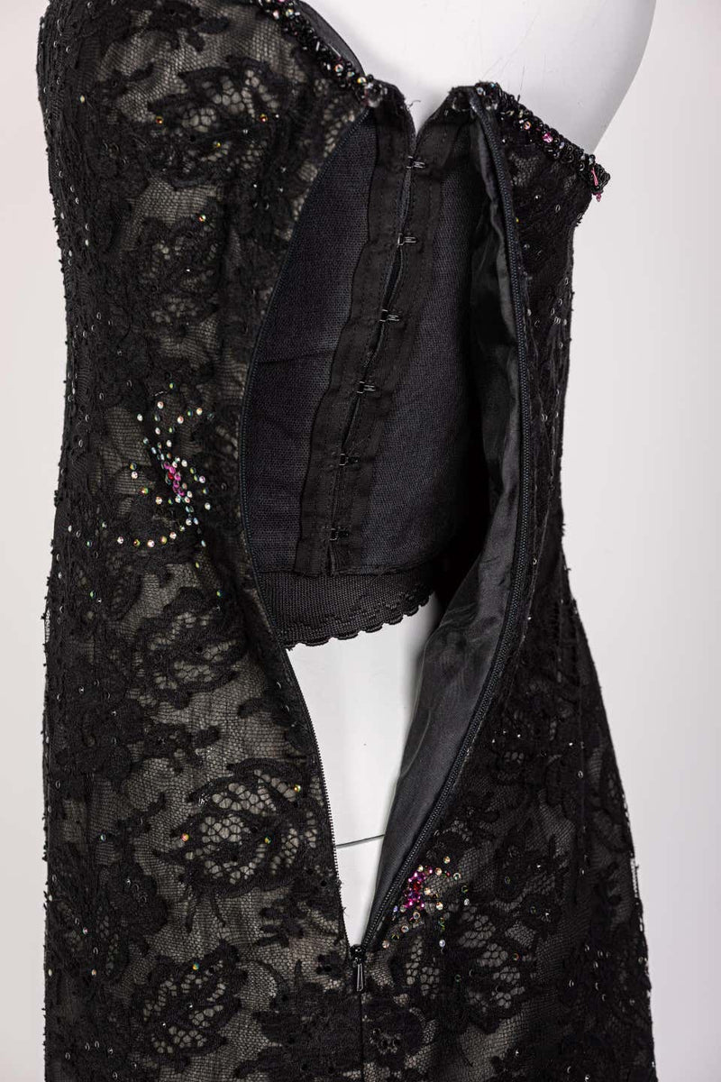 Vintage Sam Carlin Saks Fifth Avenue Black Lace Gown