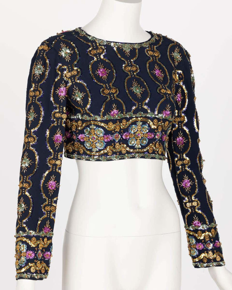 1960s Lanvin by Jules-Francois Crahay Embellished Cropped Top