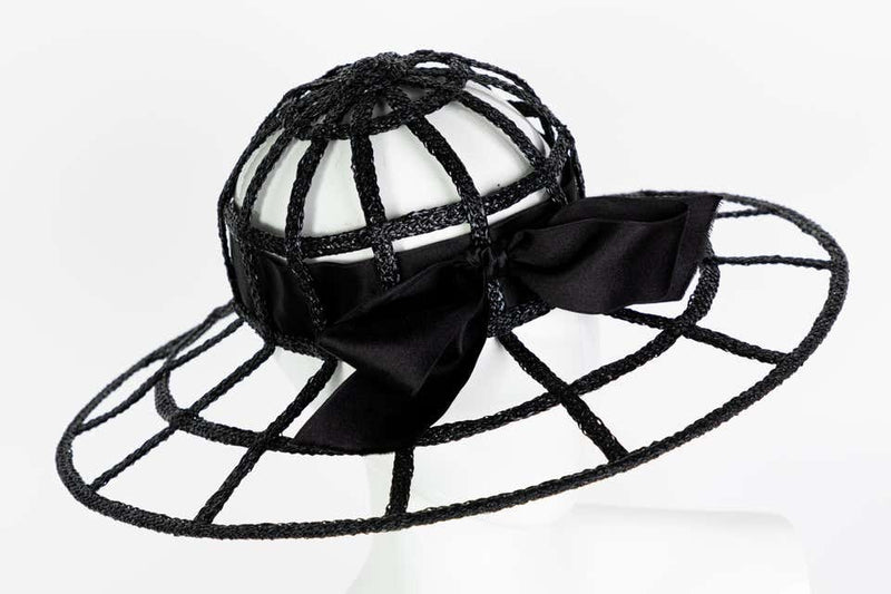 Chanel Collectors Black Silk Bow Hat Runway 1992