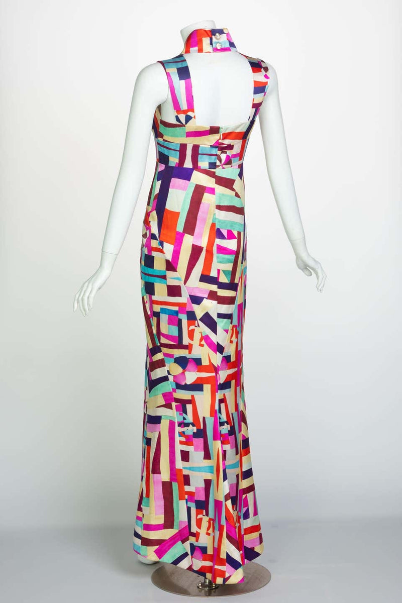 Chanel New Multicolored Print Cut Out Back Maxi Dress Cruise 2016