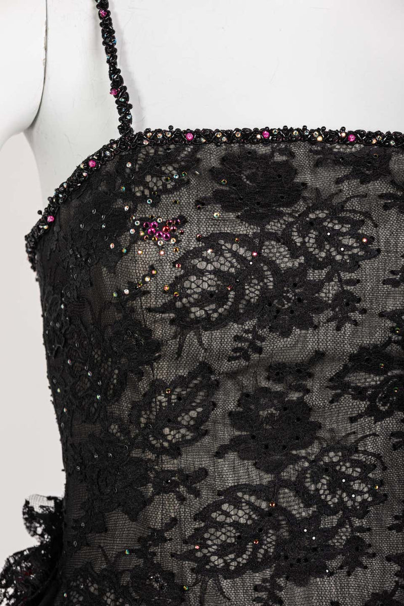 Vintage Sam Carlin Saks Fifth Avenue Black Lace Gown