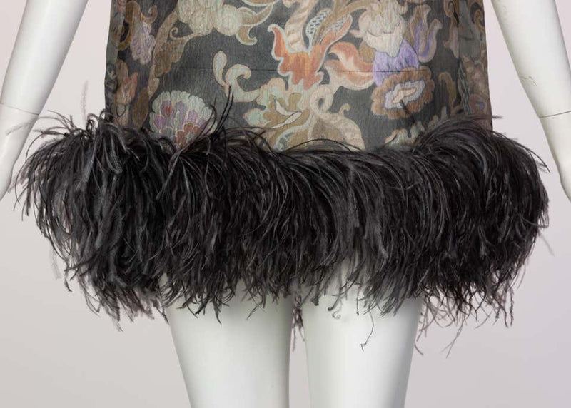 Dries Van Noten Silk Print Ostrich Feather Tunic Top Runway Fall 2013