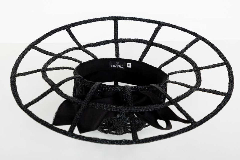 Chanel Collectors Black Silk Bow Hat Runway 1992
